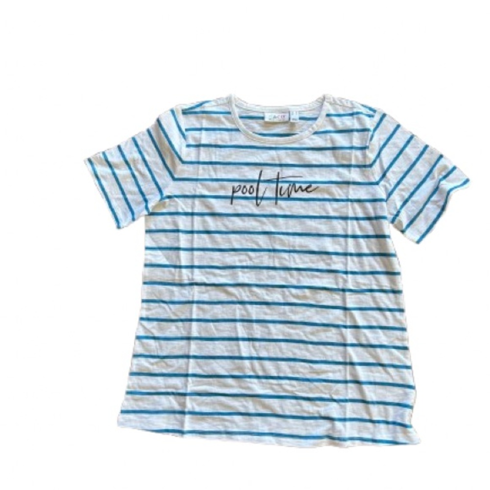 🏖 Denim & Co. “Pool Time” Tee – Size M – 100%‎ Cotton NWOT
